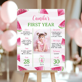 Poster Aniversário de Melancia Um em um Milestone Festa d