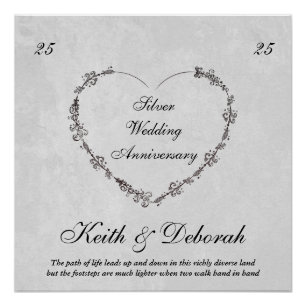 Pôster Aniversário de Prata Personalizável