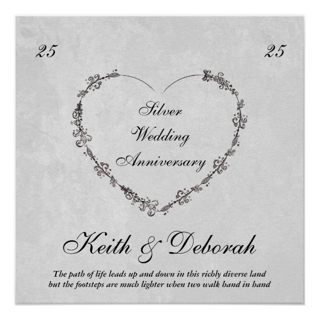 Pôster Aniversário de Prata Personalizável (Frente)