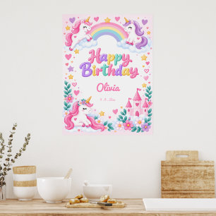 Poster Aniversário de Unicórnio Mágico