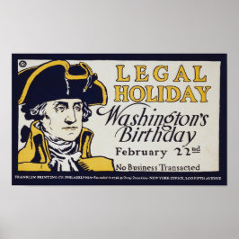Poster Aniversário de Washington - Feriado Legal