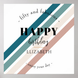 Poster Aniversário design minimalista em cores pastosas