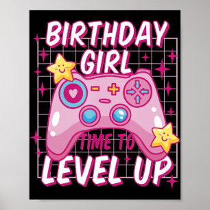 Poster Aniversário do Birthday Girl Time to Level Up Vide
