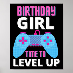 Poster Aniversário do Birthday Girl Time to Level Up Vide