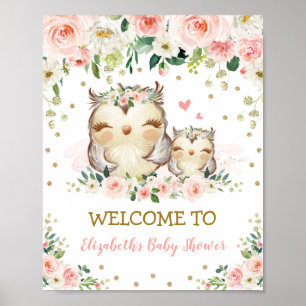 Poster Aniversário do Chá de fraldas Floral da Floresta