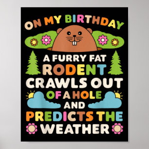Poster Aniversário do Dia da Marmota, Festa Divertida, Ma