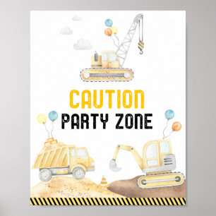 Poster Aniversário do Dump Truck Digger da Zona de Constr
