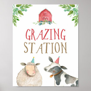 Poster Aniversário do Garoto da Fazenda de Animais da Es