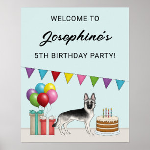 Poster Aniversário do German shepherd Silver Sable