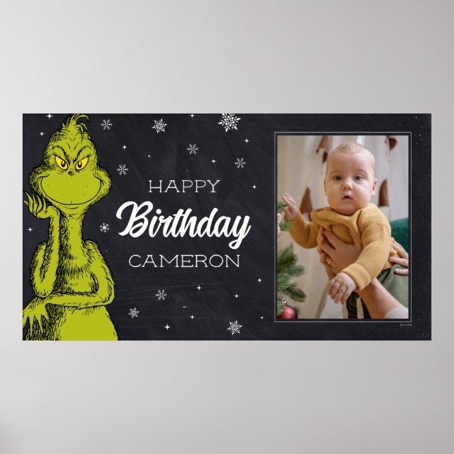 Poster Aniversário do Grinch no Quadro Negro (Frente)