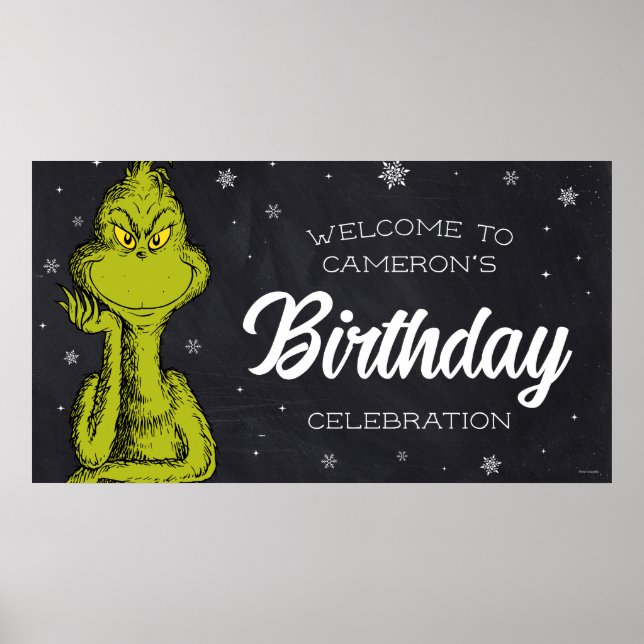Poster Aniversário do Grinch no Quadro Negro (Frente)