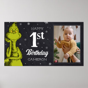 Poster Aniversário do Grinch no Quadro Negro