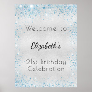 Poster Aniversário do pó azul-prata