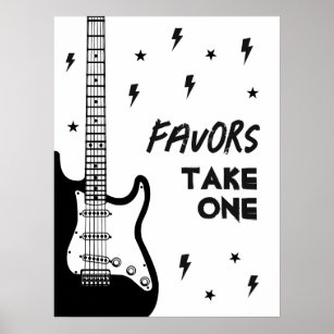 Poster Aniversário do Rock and Roll Guitar Favorece Sinal