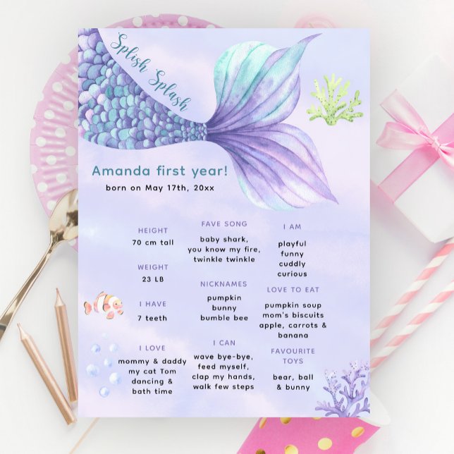 Poster Aniversário do Sereia Milestone sob o mar (Criador carregado)