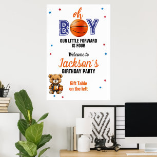 Poster Aniversário do Tema de Basquete