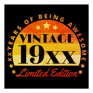 Pôster Aniversário Edição Limitada Vintage Personalizado