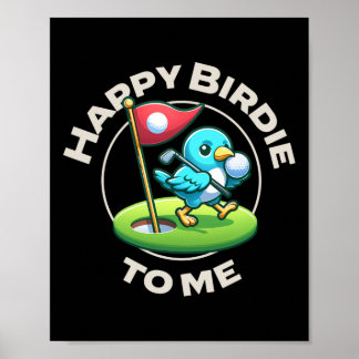 Poster Aniversário Engraçado de Golfe Feliz Birdie Golfis