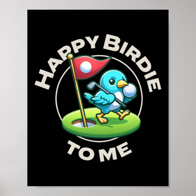 Poster Aniversário Engraçado de Golfe Feliz Birdie Golfis (Frente)