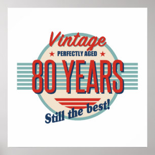 Poster Aniversário engraçado do 80 antiquado