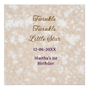 Pôster Aniversário estrela brilhante brilho marrom