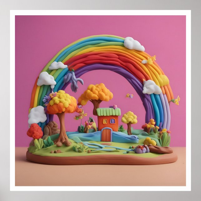 Poster Aniversário feliz do Arco-Íris (Frente)