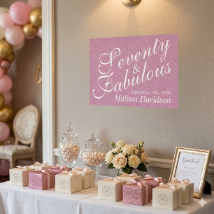 Pôster Aniversário Glam Pink Glitter Setenta e Fabuloso