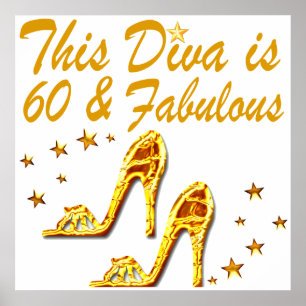 PÔSTER ANIVERSÁRIO GLAMOROSO DOURADO 60