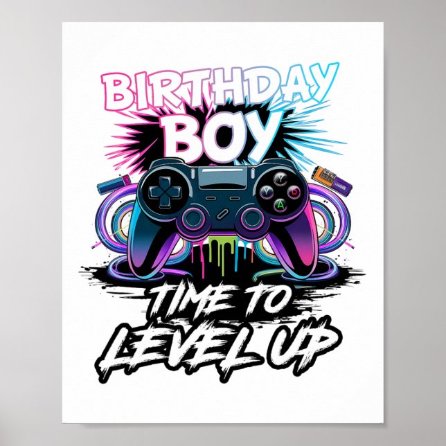 Poster Aniversário, Hora De Aproximar O Jogo De Vídeo Par (Frente)