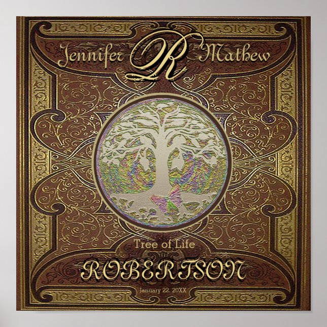 Pôster Aniversário ou Árvore de Casamento da Vida (Frente)