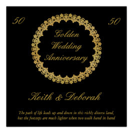 Pôster Aniversário personalizável de casamento de Ouros