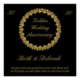 Pôster Aniversário personalizável de casamento de Ouros
