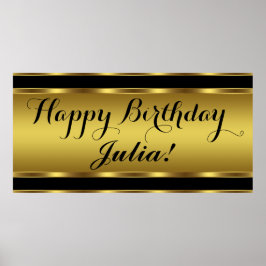 Pôster Aniversário Preto e Dourado