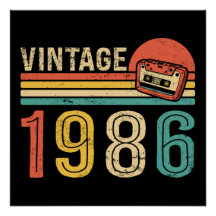 Aniversário Retro 1986 Fita Cassete Vintage 40º  