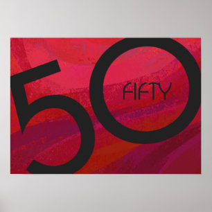 Poster Aniversário Vermelho de 50 Décadas