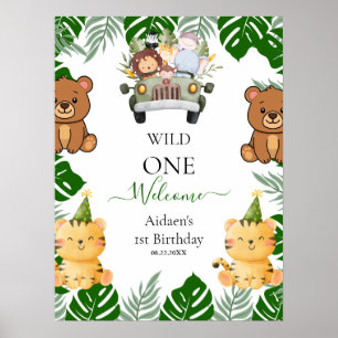 Poster Aniversário Wild One Jungle Safari