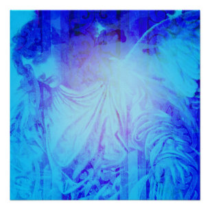 Pôster Anjo azul bonito da proteção e da remissão