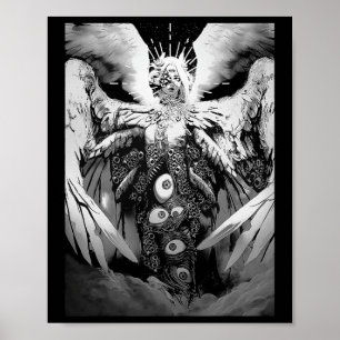 Poster Anjo Bíblico Anjo Assustador de Olhos Horrorizante