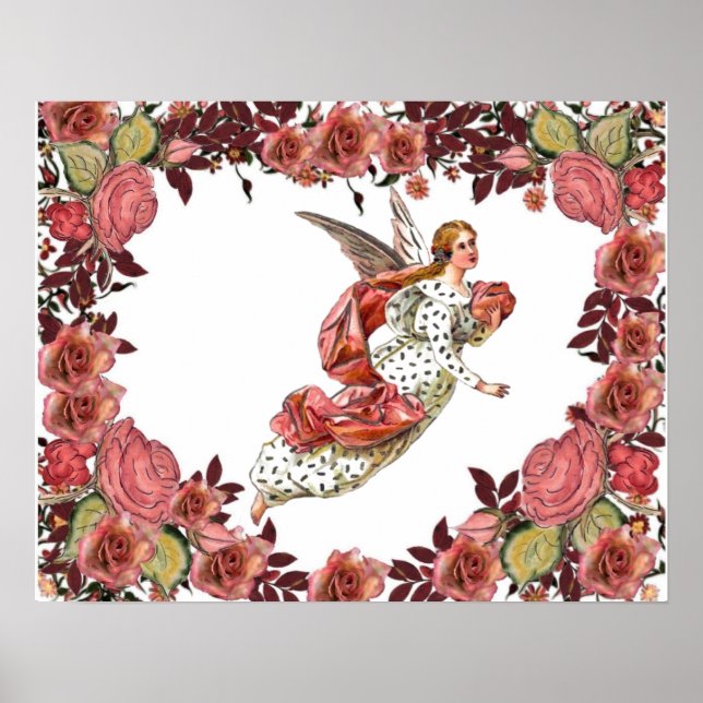 Pôster Anjo bonito com fita rosa (Frente)