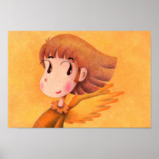 Poster Anjo com cabelo castanho.