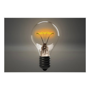 Pôster Anjo da Mulher no Lightbulb
