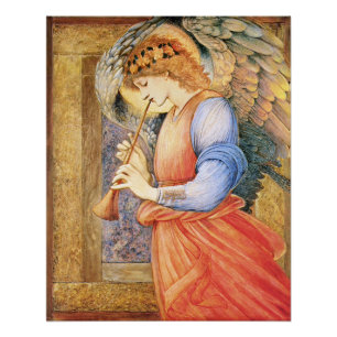 Pôster Anjo de Burne-Jones que joga o flageolet CC1152