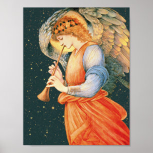 Poster Anjo de Burne-Jones que joga um flageolet