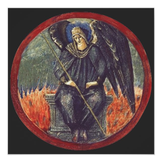 Pôster Anjo de Cherubim preto (Frente)