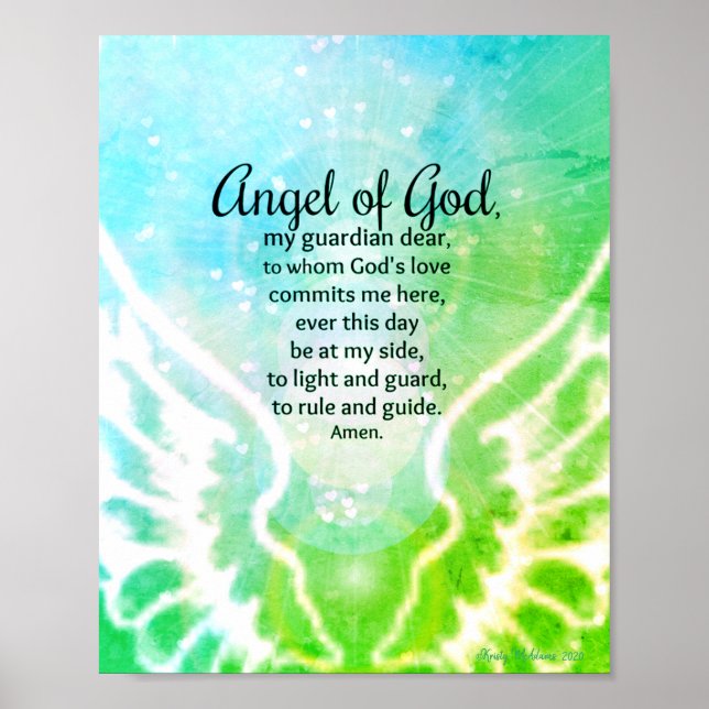 Poster Anjo de Deus Orador da Guardiã Azul Verde (Frente)