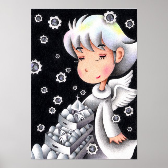 Poster Anjo de neve branco. (Frente)
