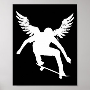 Poster Anjo do Skate Skateboardista Retro Vintage