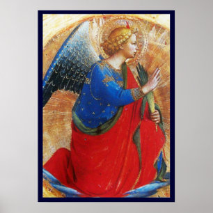 Pôster ANJO EM Dourado Vermelho e Azul