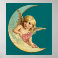 Anjo em uma imagem da lua crescente
