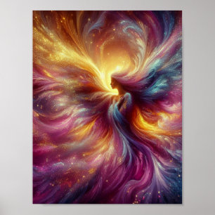 Poster Anjo em uma névoa abstrata colorida e fumegante na